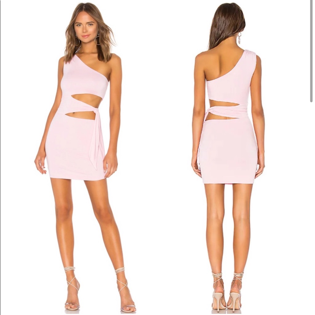 Lovers + Friends Alexander One Shoulder Cutout Tie Dress In Flamingo Pink